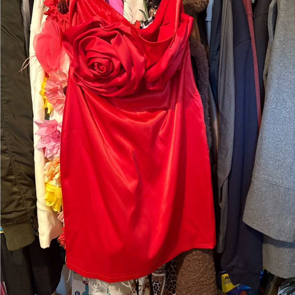 Fashion Nova Red Ruched Wrap Mini Dress